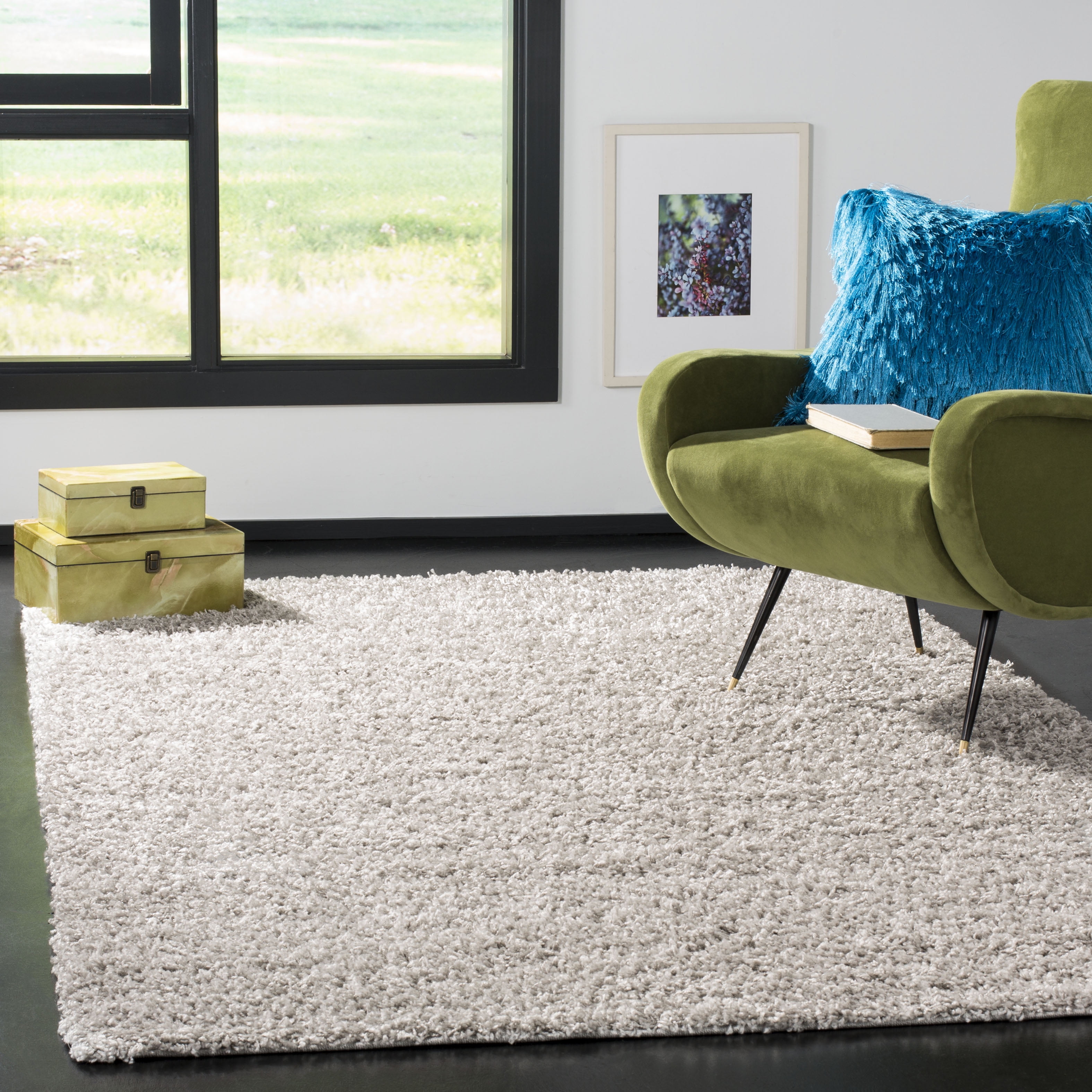 Safavieh Athens Talia Solid Shag Area Rug, Silver, 3' x 5'