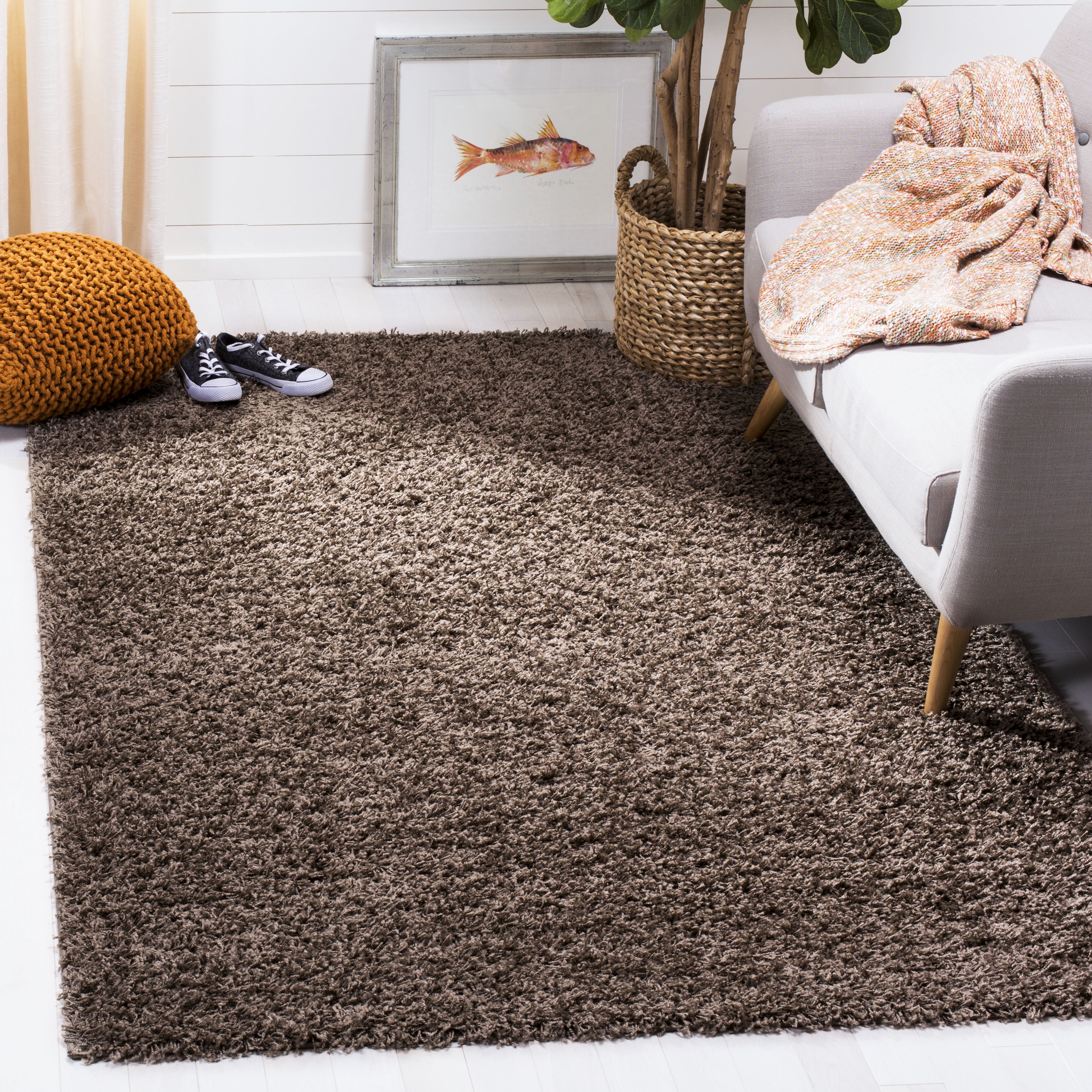 Safavieh Athens Talia Solid Shag Area Rug, Taupe, 9' x 12'