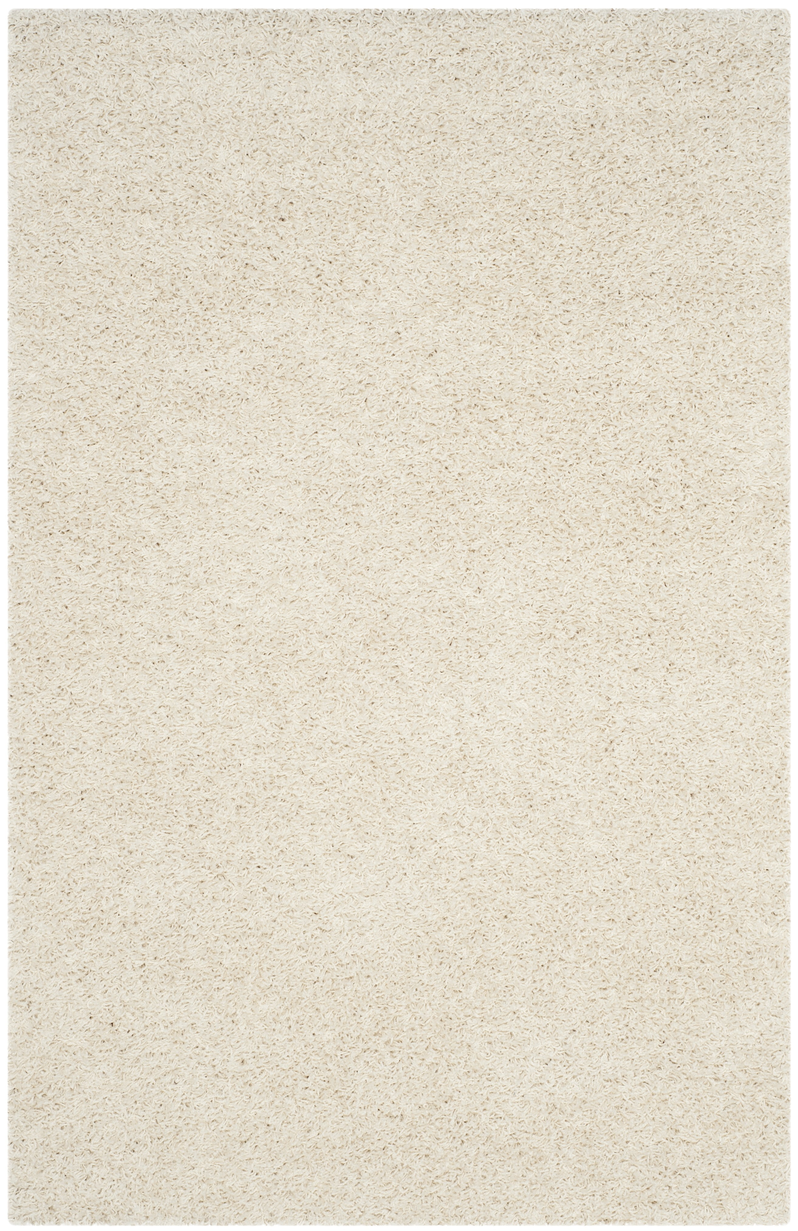 Plush Athens White Shag Area Rug, Hand-Knotted 4' x 6'
