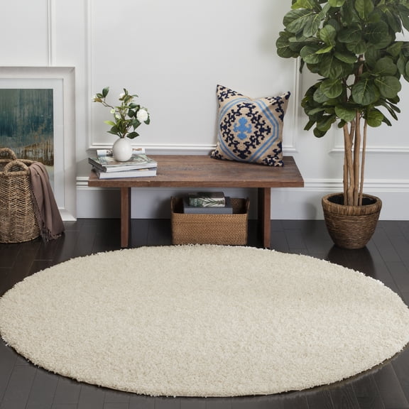 Safavieh Athens Talia Solid Shag Area Rug, Off White, 6'7" x 6'7" Round