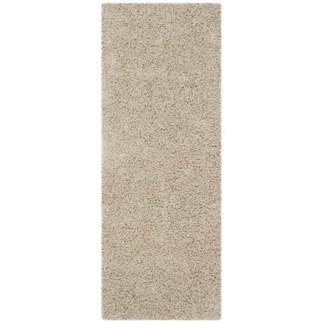 SAFAVIEH Athens Solid Plush Shag Runner Rug, Beige, 2'3" x 8'