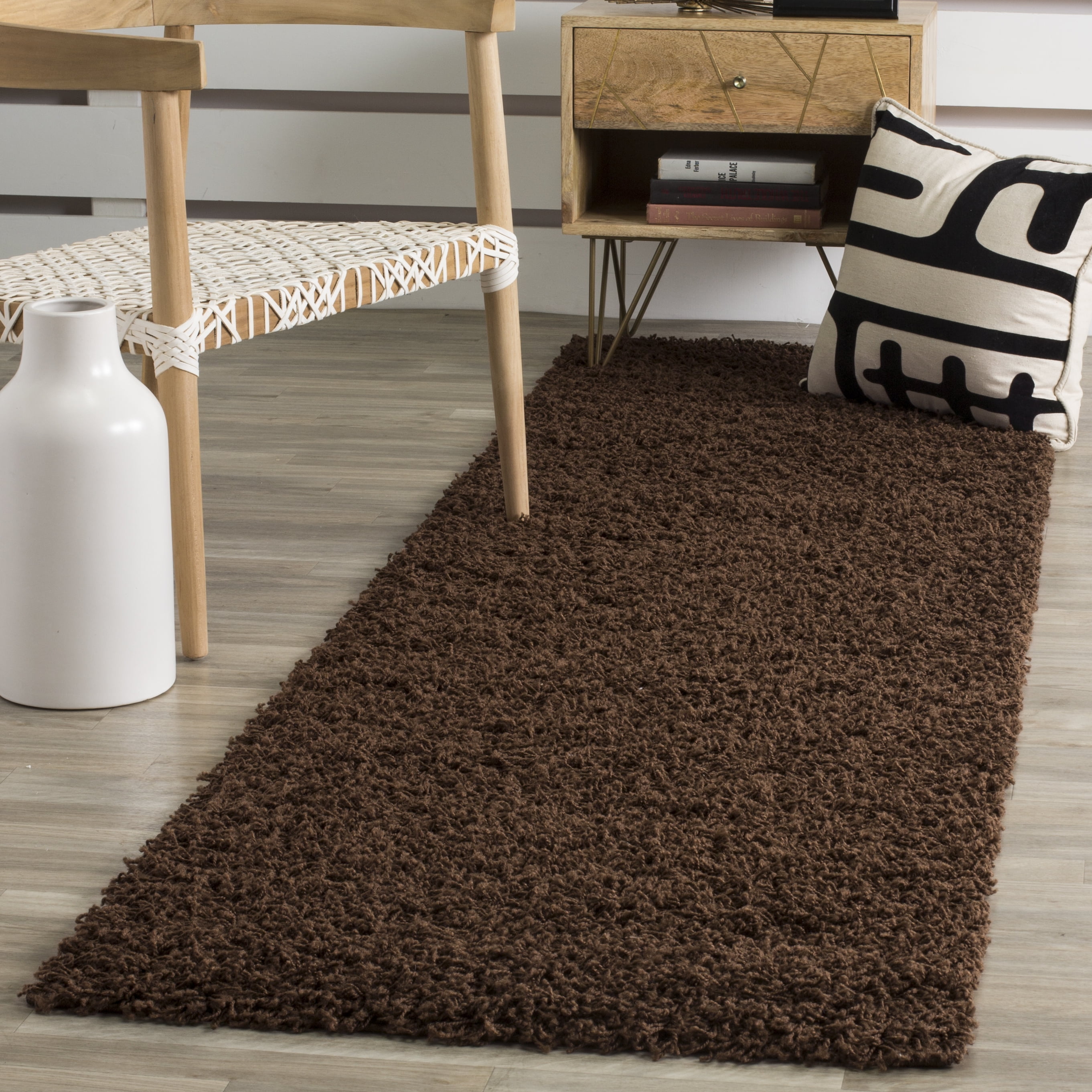 Safavieh Athens Talia Solid Shag Runner Rug, Brown, 2'3" x 8'