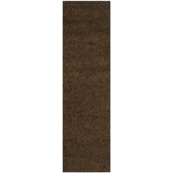 SAFAVIEH Athens Solid Plush Shag Runner Rug, Brown, 2'3" x 8'