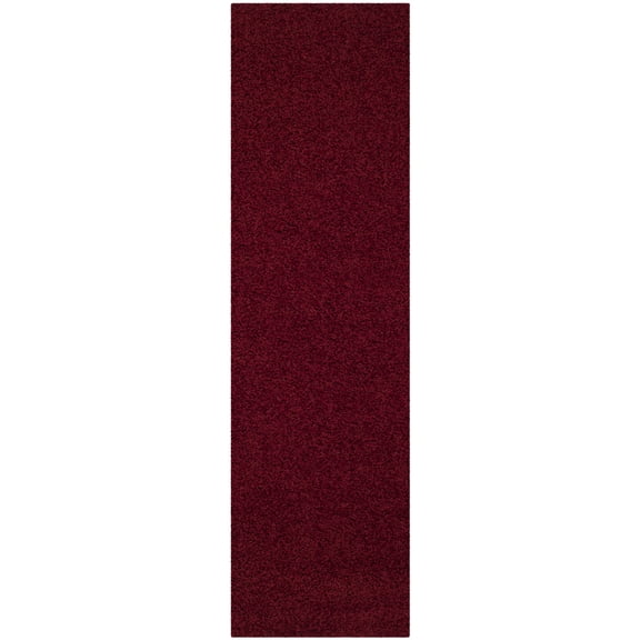 SAFAVIEH Athens Solid Plush Shag Runner Rug, Red, 2'3" x 8'