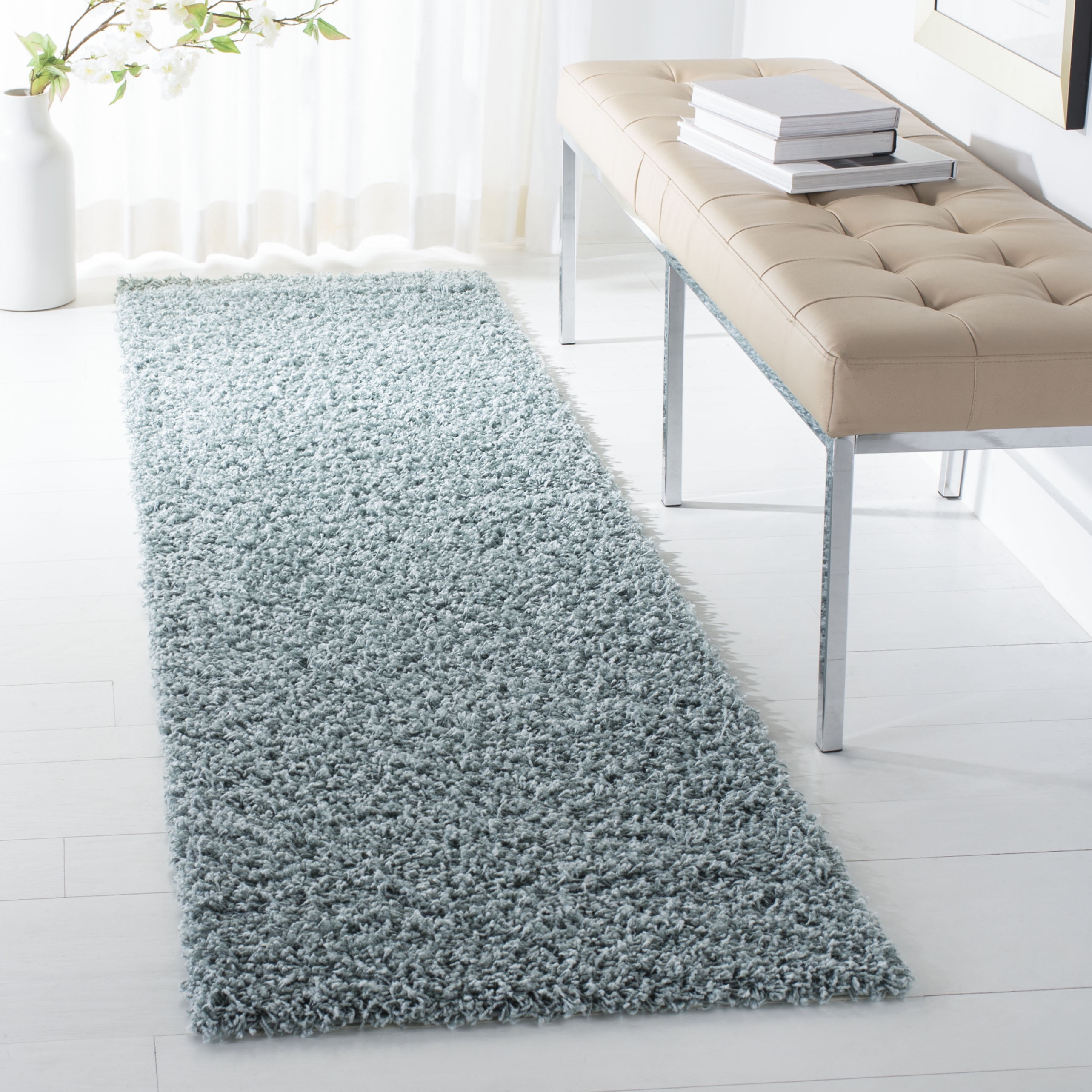 Safavieh Athens Talia Solid Shag Runner Rug, Seafoam, 2'3" x 8'