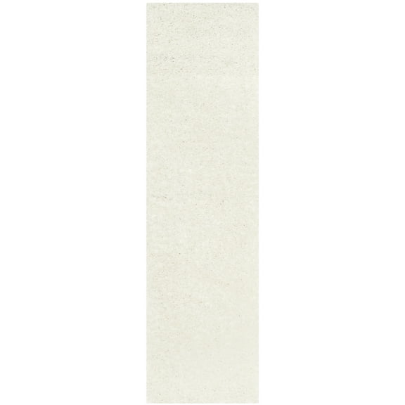 SAFAVIEH Athens Solid Plush Shag Runner Rug, White, 2'3" x 10'