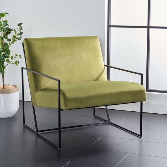 SAFAVIEH Atheris Modern Style Arm Chairs, Green/Black (27 in. W x 32.3 in. D x 28.7 in. H)