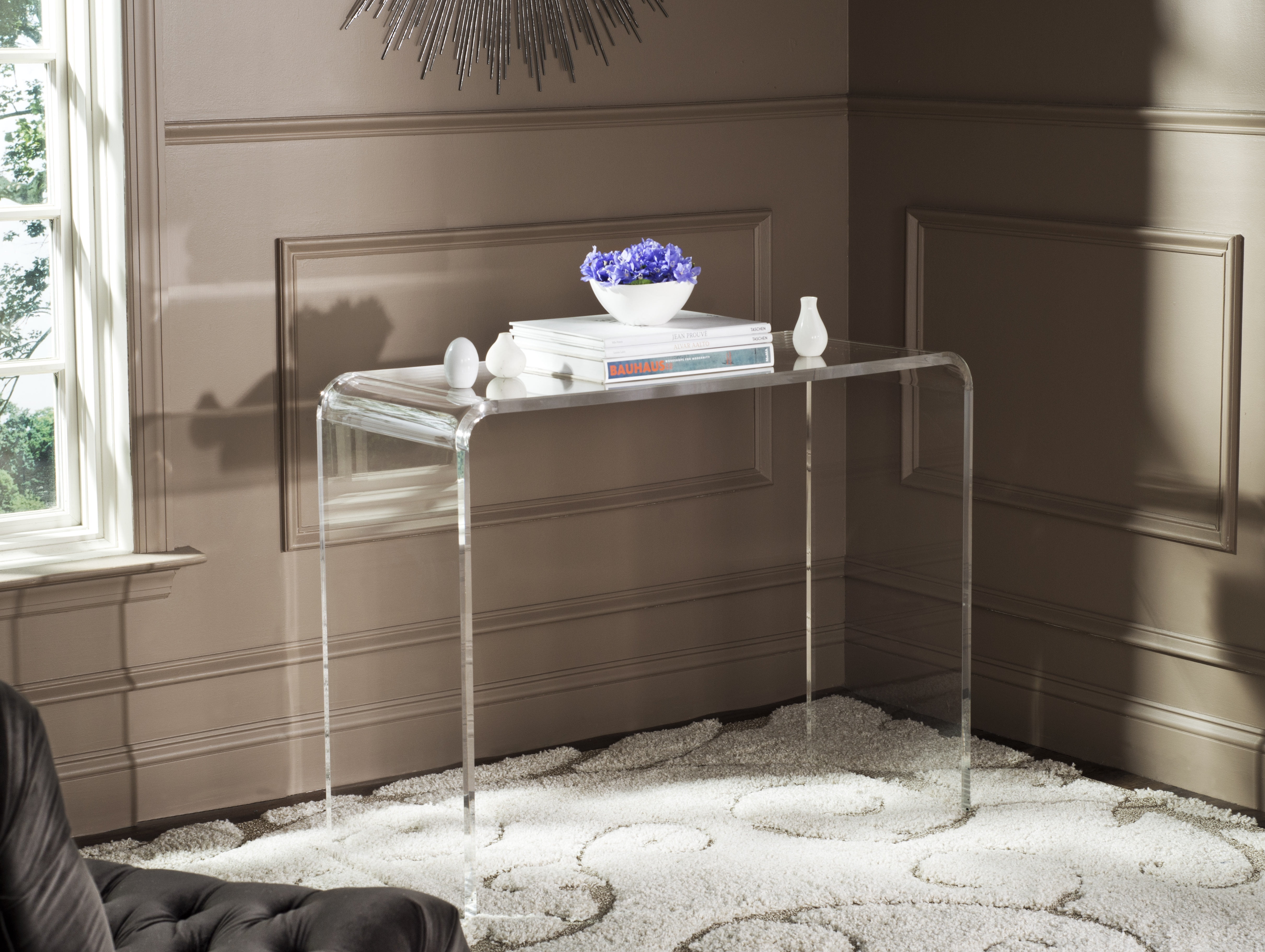 SAFAVIEH Atka Modern Glam Acrylic Console Table, Clear