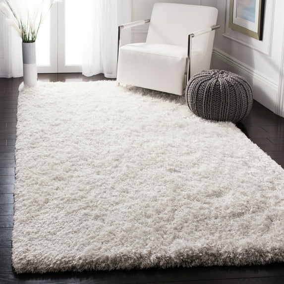 SAFAVIEH Atlantic Kennedy Solid Wool Shag Area Rug, Ivory, 8' x 10'