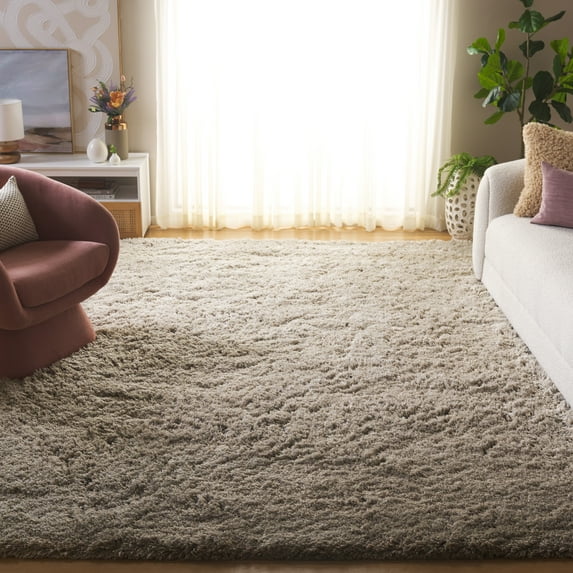 SAFAVIEH Atlantic Kennedy Solid Wool Shag Area Rug, Silver, 8' x 10'