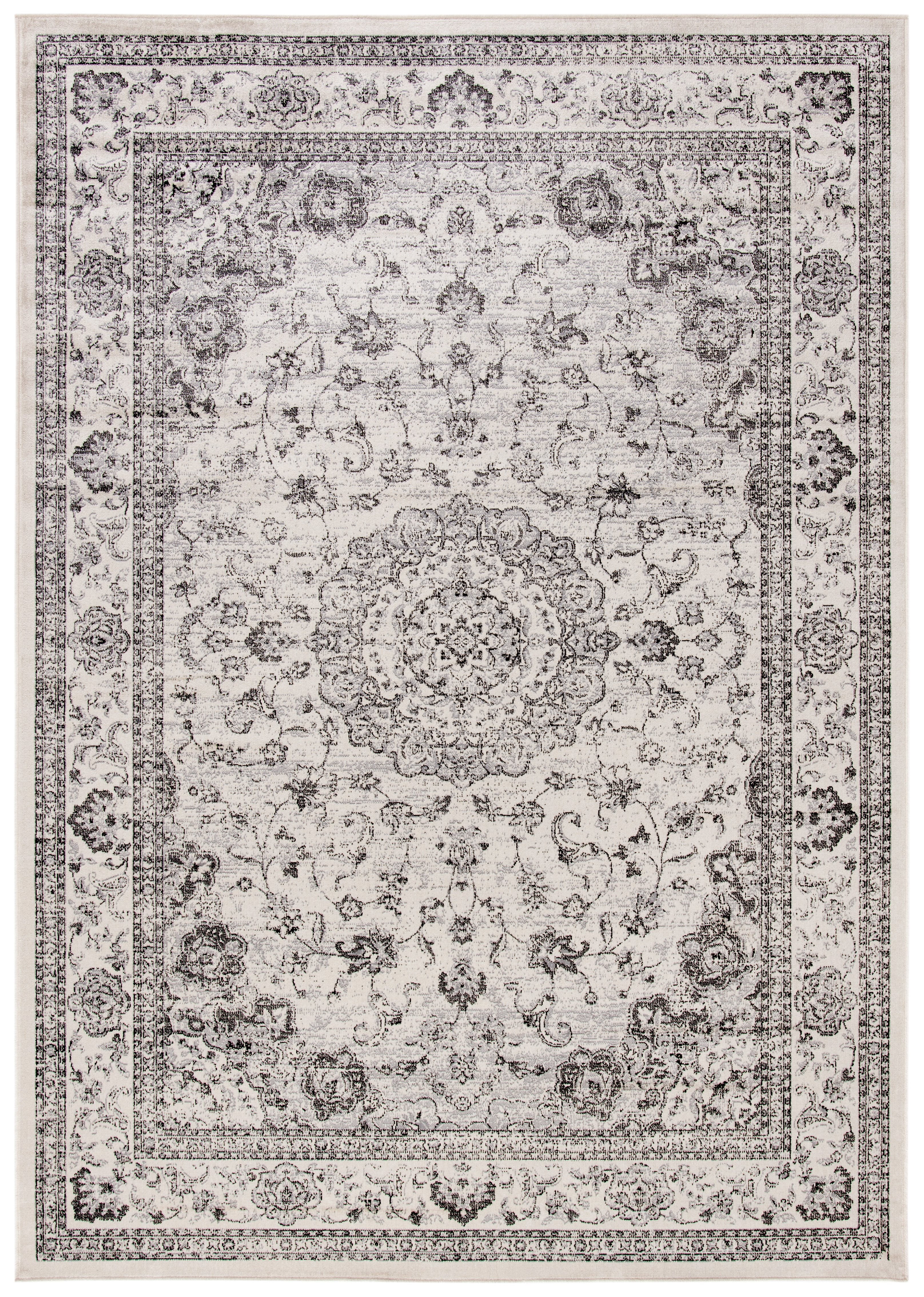Ivory and Beige Rectangular Viscose Area Rug 7'10" x 10'