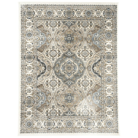 SAFAVIEH Atlas Jackalyn Traditional Area Rug, Ivory/Blue, 4' x 5'3"