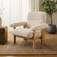 thumbnail image 1 of SAFAVIEH Attwell Accent Chairs, Cream Faux Shearling/Natural (32.9 in. W x 29.5 in. D x 32.7 in. H), 1 of 12