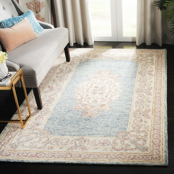 SAFAVIEH Aubusson AUB101M Handmade Blue / Pink Rug
