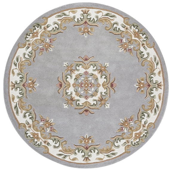SAFAVIEH Aubusson Albus Medallion Area Rug, Grey/Ivory, 6' x 6' Round