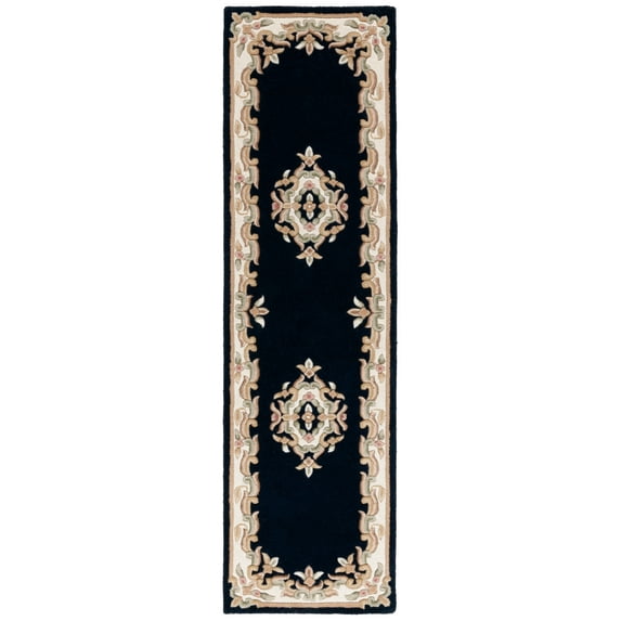 SAFAVIEH Aubusson Albus Medallion Runner Rug, Navy/Ivory, 2'3" x 8'
