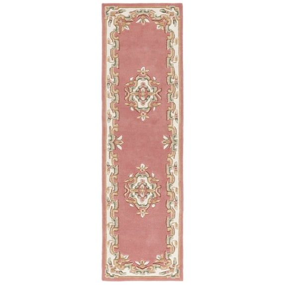 SAFAVIEH Aubusson Albus Medallion Runner Rug, Pink/Ivory, 2'3" x 8'