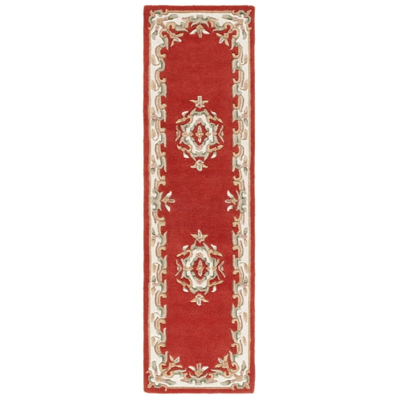 SAFAVIEH Aubusson Albus Medallion Runner Rug, Rust/Ivory, 2'3" x 8'