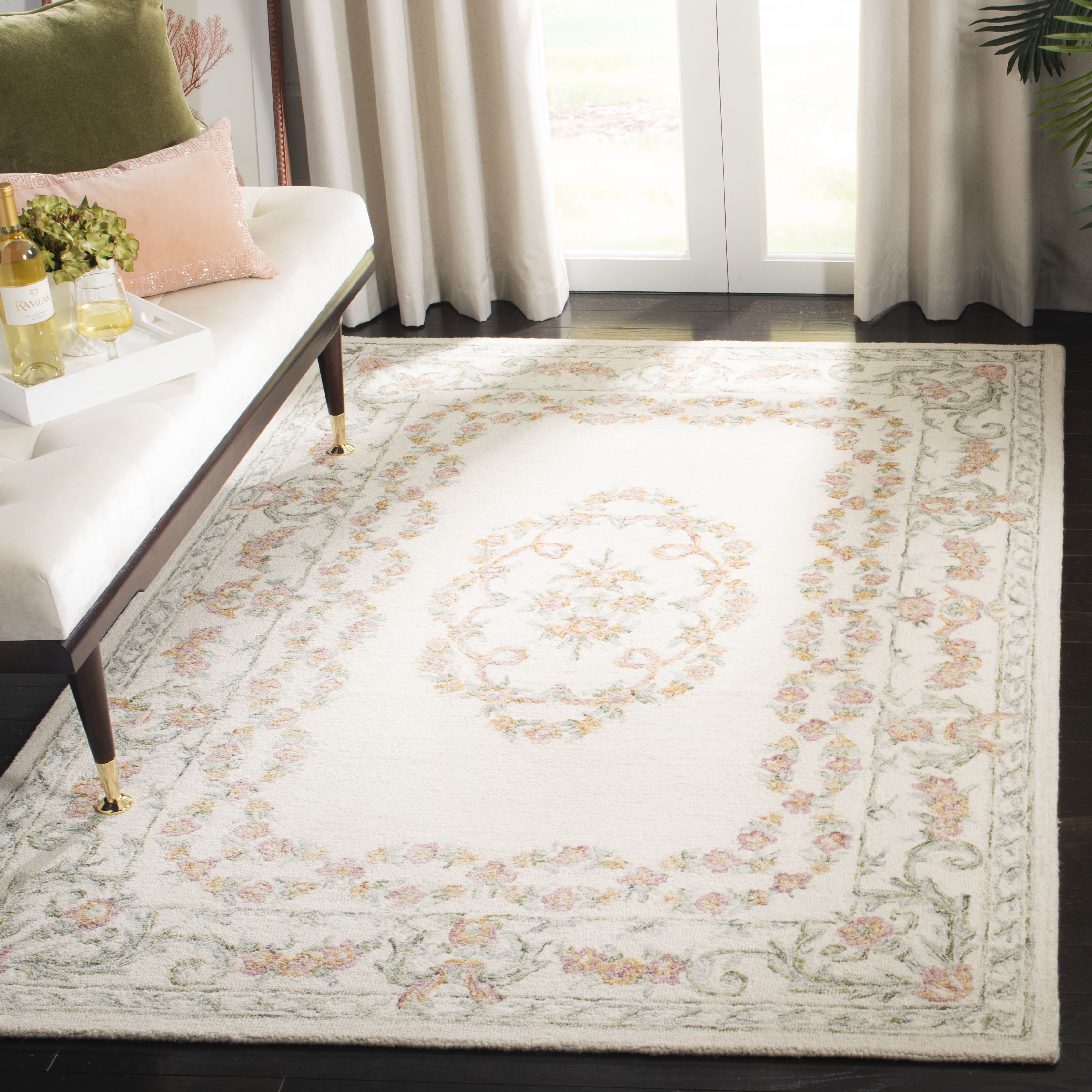 Ivory Elegance 9' x 12' Handmade Wool Medallion Tufted Rug
