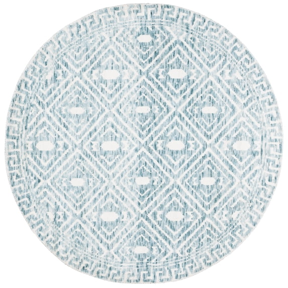 SAFAVIEH Audrey Jaxon Trellis Area Rug, Blue/Ivory, 6' x 6' Round