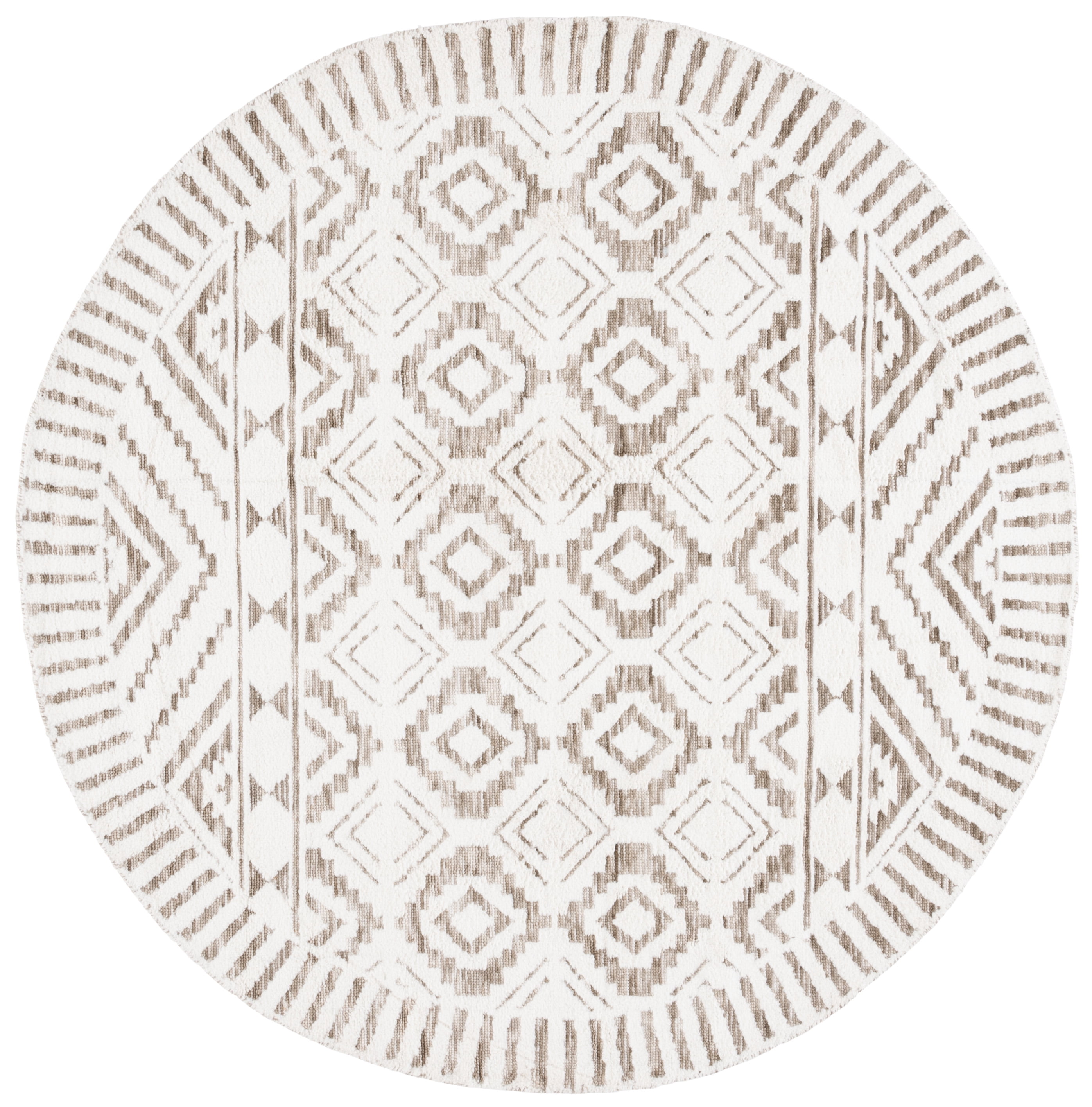 SAFAVIEH Audrey Joss Moroccan Area Rug, Ivory/Beige, 6' x 6' Round