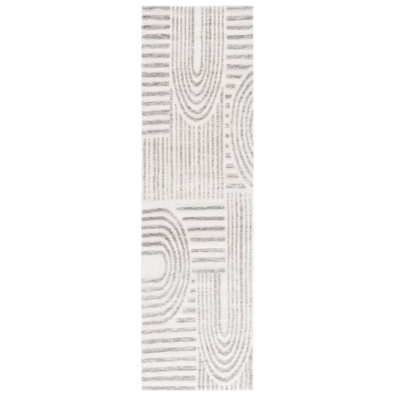 SAFAVIEH Audrey Samia Geometric Runner Rug, Ivory/Grey, 2'3" x 8'
