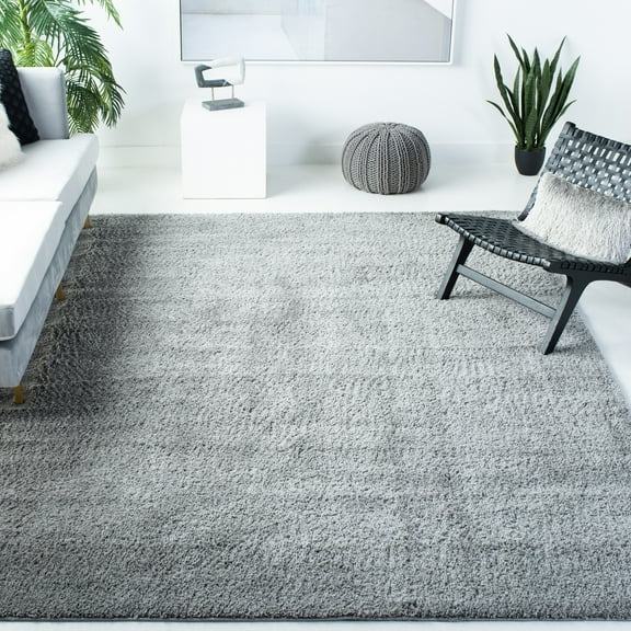 SAFAVIEH August Arvel Solid Plush Shag Area Rug, Grey, 8' x 10'
