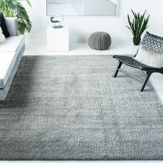 SAFAVIEH August Arvel Solid Shag Area Rug, Grey, 9' x 12'