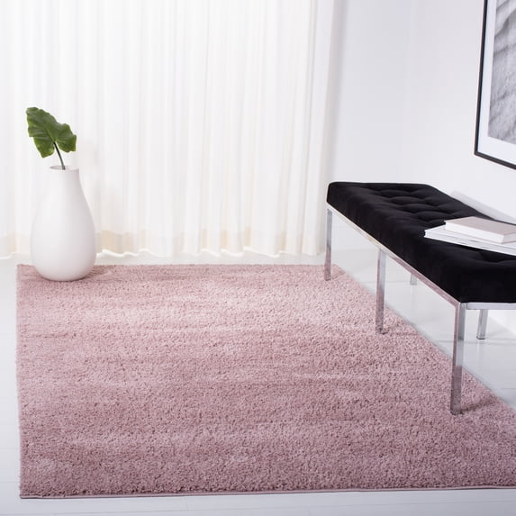 SAFAVIEH August Bronte Solid Plush Shag Area Rug, Pink, 6'7" x 6'7" Square