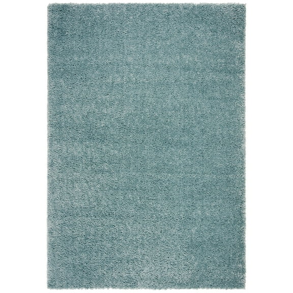 SAFAVIEH August Carlene Solid Plush Shag Area Rug, Aqua, 5'3" x 7'6"
