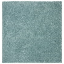 SAFAVIEH August Carlene Solid Plush Shag Area Rug, Aqua, 6'7" x 6'7" Square