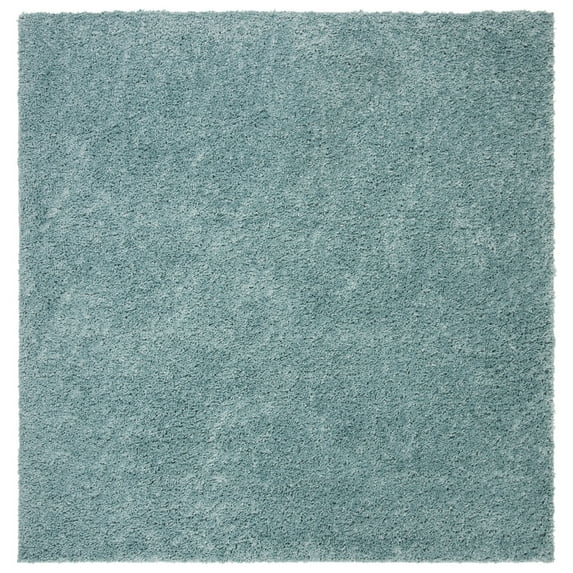SAFAVIEH August Carlene Solid Plush Shag Area Rug, Aqua, 6'7" x 6'7" Square