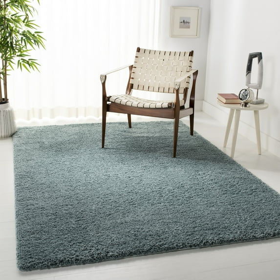 SAFAVIEH August Carlene Solid Plush Shag Area Rug, Aqua, 6'7" x 6'7" Square - Modern Design, Aqua, Non-Shedding & Easy Cleaning, Ultra Plush Thick Pile, Ideal for Living Room, Bedroom