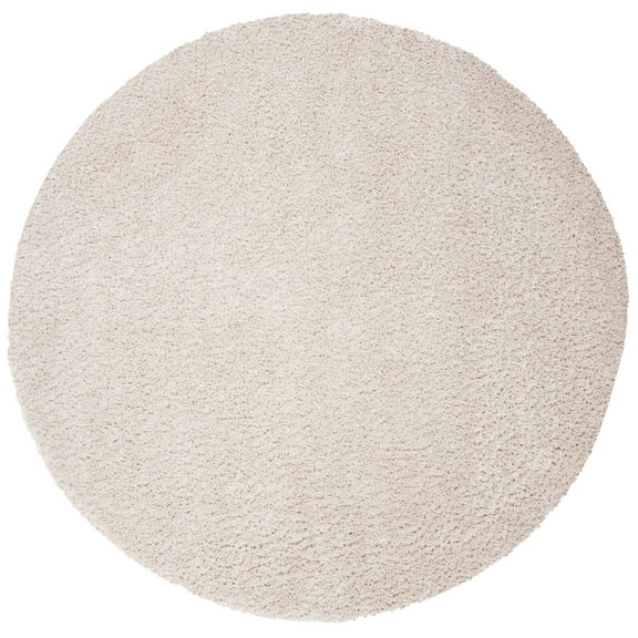 SAFAVIEH August Carlene Solid Plush Shag Area Rug, Beige, 10' x 10' Round - Large - Modern Design, Beige, Non-Shedding & Easy Cleaning, Ultra Plush Thick Pile, Ideal for Living Room, Bedroom