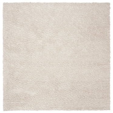 SAFAVIEH August Carlene Solid Plush Shag Area Rug, Beige, 3' x 3' Square