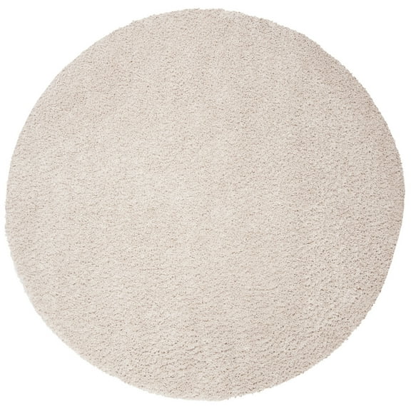 SAFAVIEH August Carlene Solid Plush Shag Area Rug, Beige, 6'7" x 6'7" Round
