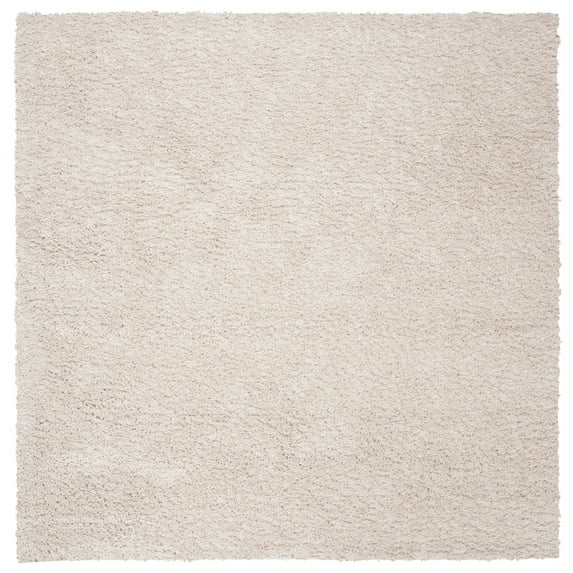 SAFAVIEH August Carlene Solid Plush Shag Area Rug, Beige, 6'7" x 6'7" Square