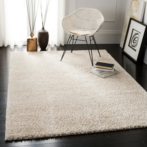 SAFAVIEH August Carlene Solid Plush Shag Area Rug, Beige, 8' x 10'