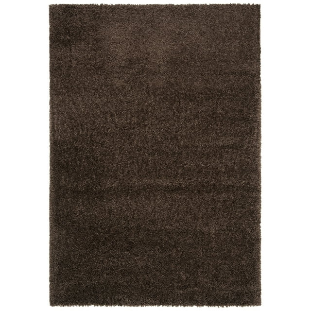 SAFAVIEH August Carlene Solid Plush Shag Area Rug, Brown, 6' x 9'