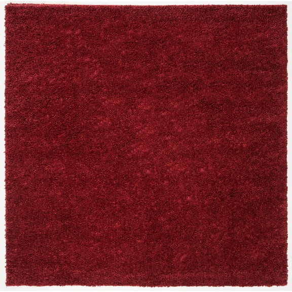 SAFAVIEH August Carlene Solid Plush Shag Area Rug, Burgundy, 11' x 11' Square
