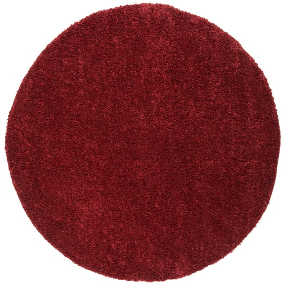 SAFAVIEH August Carlene Solid Plush Shag Area Rug, Burgundy, 8'6" x 8'6" Round