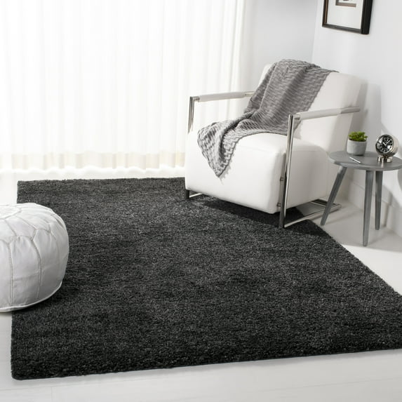 SAFAVIEH August Carlene Solid Plush Shag Area Rug, Charcoal, 2' x 3' - Modern Design, Charcoal, Non-Shedding & Easy Cleaning, Ultra Plush Thick Pile, Ideal for Living Room, Bedroom, Entryway