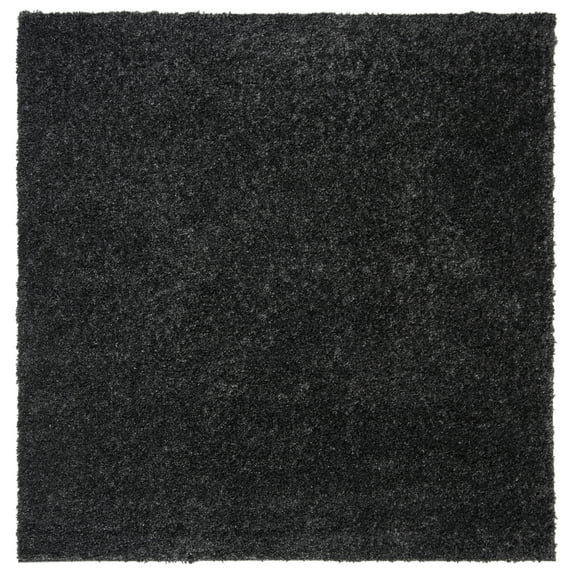 SAFAVIEH August Carlene Solid Plush Shag Area Rug, Charcoal, 3' x 3' Square