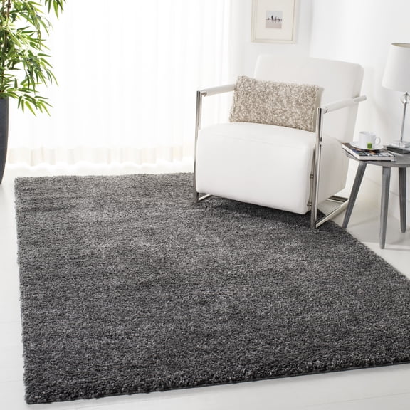 SAFAVIEH August Carlene Solid Plush Shag Area Rug, Grey, 3' x 3' Square - Modern Design, Grey, Non-Shedding & Easy Cleaning, Ultra Plush Thick Pile, Ideal for Living Room, Bedroom