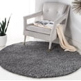 thumbnail image 1 of SAFAVIEH August Carlene Solid Plush Shag Area Rug, Grey, 4' x 4' Round - Modern Design, Grey, Non-Shedding & Easy Cleaning, Ultra Plush Thick Pile, Ideal for Living Room, Bedroom, 1 of 9