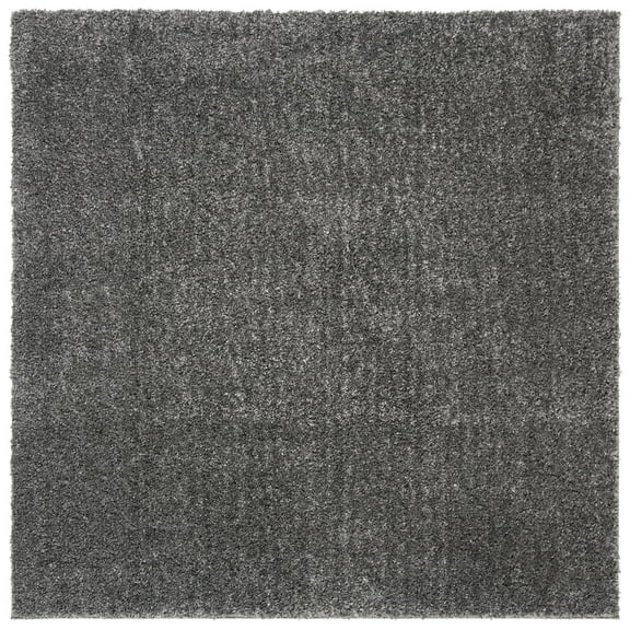 SAFAVIEH August Carlene Solid Plush Shag Area Rug, Grey, 4' x 4' Square