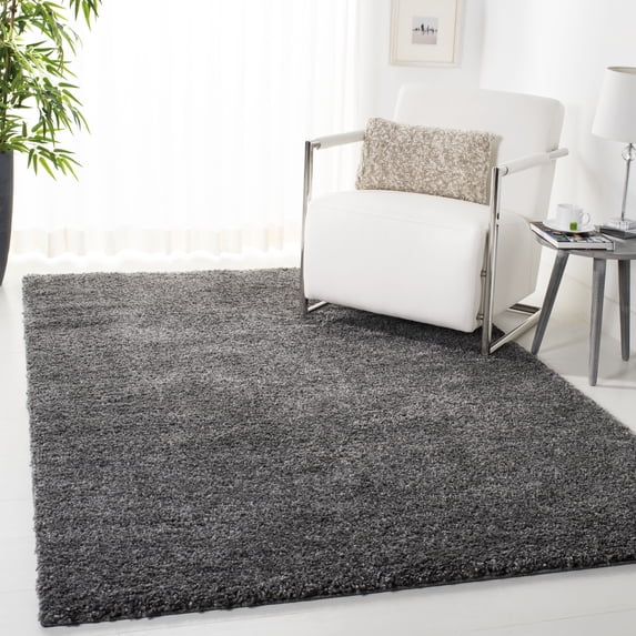 SAFAVIEH August Carlene Solid Plush Shag Area Rug, Grey, 4' x 6' - Modern Design, Grey, Non-Shedding & Easy Cleaning, Ultra Plush Thick Pile, Ideal for Living Room, Bedroom, Entryway