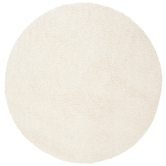 SAFAVIEH August Carlene Solid Plush Shag Area Rug, Ivory, 10' x 10' Round