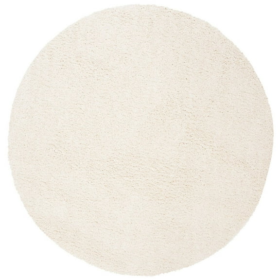 SAFAVIEH August Carlene Solid Plush Shag Area Rug, Ivory, 11' x 11' Round
