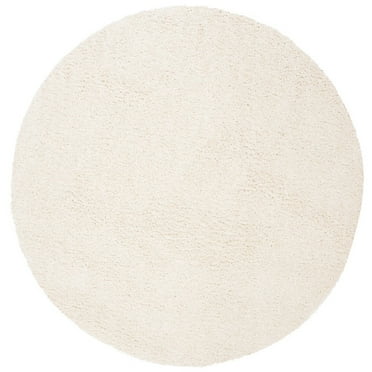 SAFAVIEH August Carlene Solid Plush Shag Area Rug, Ivory, 3' x 3' Round